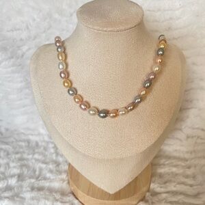 Honora Multicolor Freshwater Pearl Necklace Peach Champagne Gray 18”